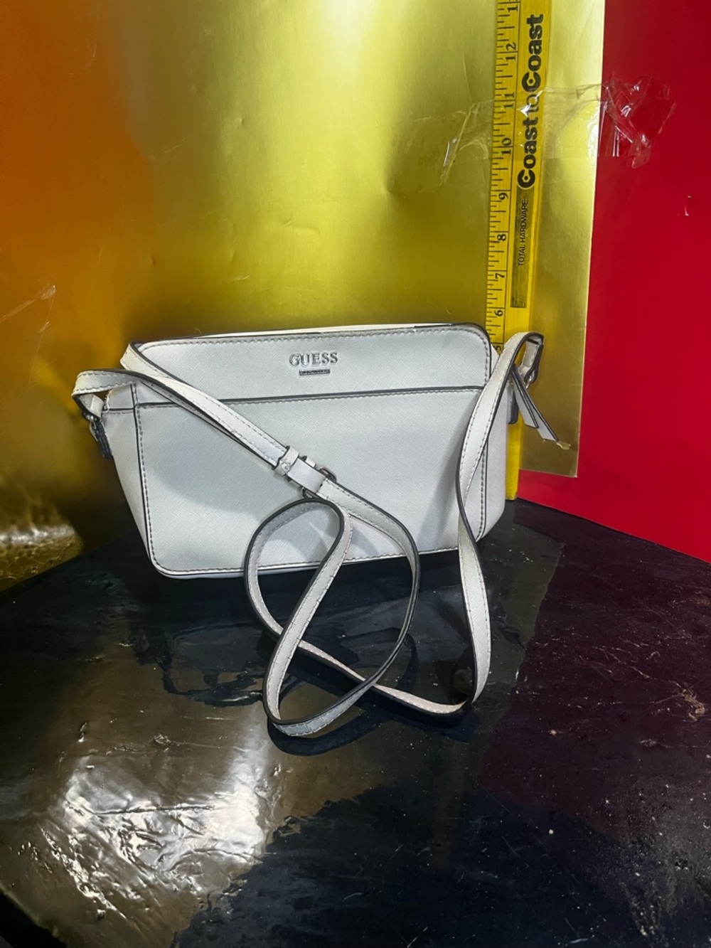 GUESS White Crossbody Bag with Adjustable Strap